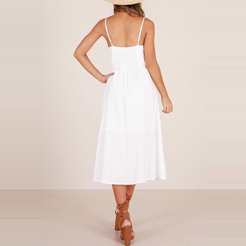 Button Front Spaghetti Strap Midi Dress - Picture 2 of 7